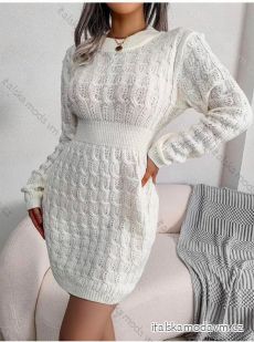 Šaty pletené dlouhý rukáv dámské (S/M ONE SIZE) ITALSKá MóDA IMC23416