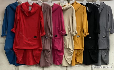 Šaty mikinové dlouhý rukáv dámské nadrozměr (XL/2XL ONE SIZE) ITALSKÁ MÓDA IMC23419