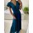Šaty dlhé spoločenské krátky rukáv dámske (S/M ONE SIZE) TALIANSKA MODA IM323125/DU S/M kráľovská modrá