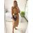 Šaty košeľové s opaskom dlhý rukáv dámske (S/M ONE SIZE) TALIANSKA MÓDA IMPBB22E9511/DUR   hnedá   S/M