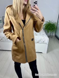 Kabát na zip s kapucí dlouhý rukáv dámský (S-3XL) ITALSKÁ MÓDA IMT22023/DU