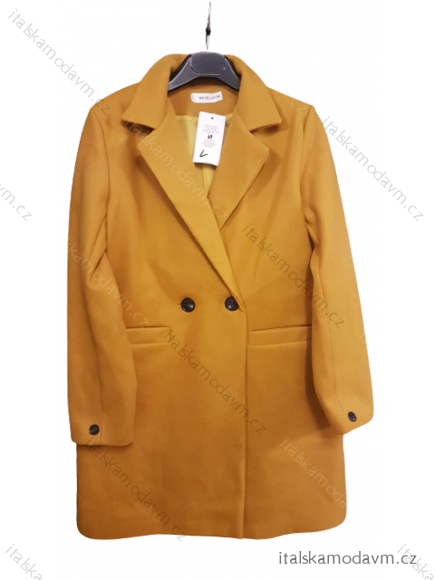 Kabát flaušový dlouhý dámský (S-XL) ITALSKÁ MÓDA IMD221107-3/DU hořčicová L