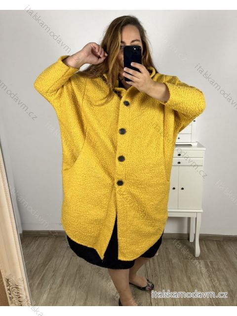 Kabát s kapucí teplý dámsky nadrozměr (4XL/5XL ONE SIZE) Talianska móda IM823BELLA/DU 4XL / 5XL žltá