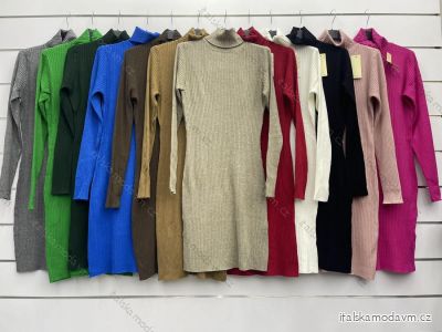 Šaty upletové s rolákem dlouhý rukáv dámské (S/M ONE SIZE) ITALSKÁ MÓDA IMWCJ23006