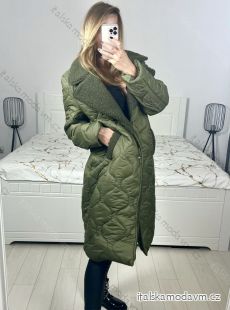 Kabát zimní s beránkem dlouhý rukáv dámský (S/M/L ONE SIZE) ITALSKÁ MÓDA IMD23010