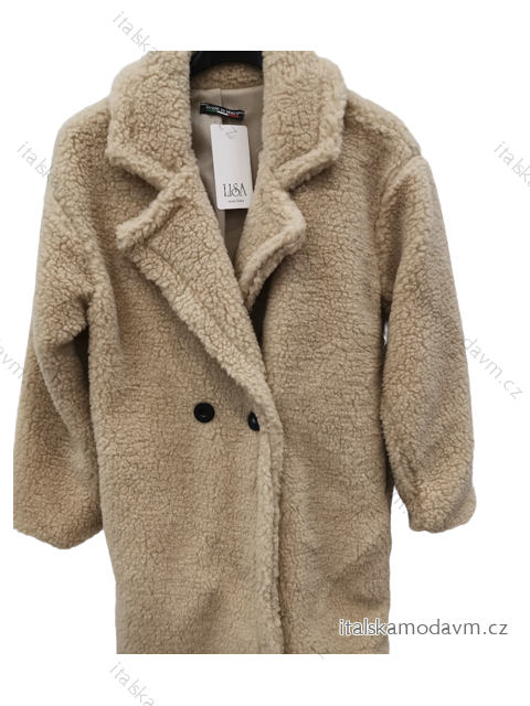 Kabát teddy dlouhý rukáv dámský (S/M ONE SIZE) ITALSKÁ MÓDA IMPLI23teddy3614