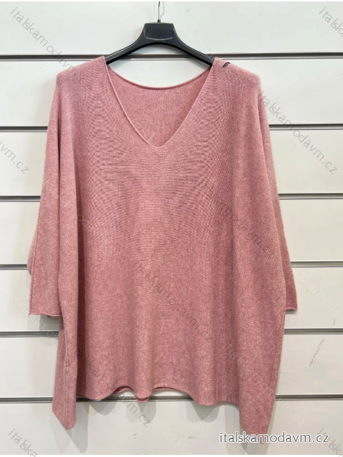 Svetr úpletový oversize dlouhý rukáv dámský (S/M ONE SIZE) ITALSKÁ MÓDA IMPSH23969V