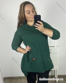 Mikina oversize teplá s kapucí dlouhý rukáv dámská nadrozměr (3XL/4XL ONE SIZE) ITALSKÁ MÓDA IM423TEDDY/DU