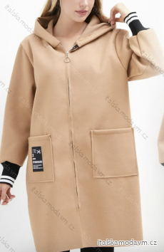 Mikina kabát oversize na zip s kapucí dlouhý rukáv dámský (S/M ONE SIZE) ITALSKÁ MÓDA IMPLI2385141