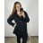 Podzimní kabát s kapucí knoflíky dlhý rukáv dámsky nadrozměr (2XL/3XL ONE SIZE) TALIANSKA MODA IM423MEREDIT