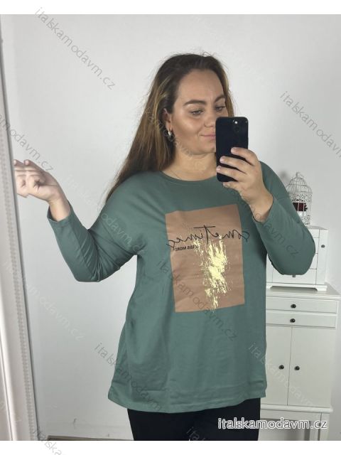 Tričko dlouhý rukáv dámské nadrozměr (3XL/4XL ONE SIZE) TURECKÁ MÓDA TMAA233967/DR 3XL/4XL Khaki