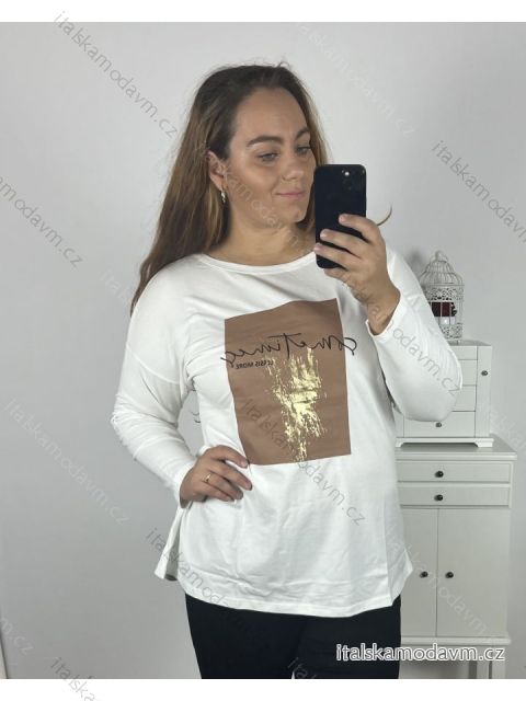 Tričko dlhý rukáv dámske nadrozmer (3XL/4XL ONE SIZE) TURECKÁ MÓDA TMAA233967/DR 3XL / 4XL biela