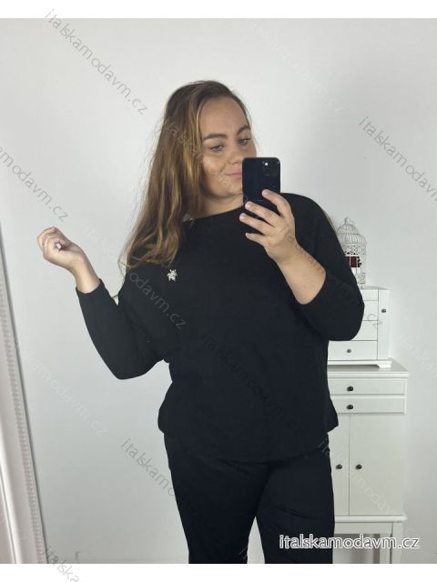 Svetr oversize dlouhý rukáv dámský nadrozměr (2XL/3XL ONE SIZE) POLSKÁ MÓDA PMWM23510/DR 2XL/3XL Černá