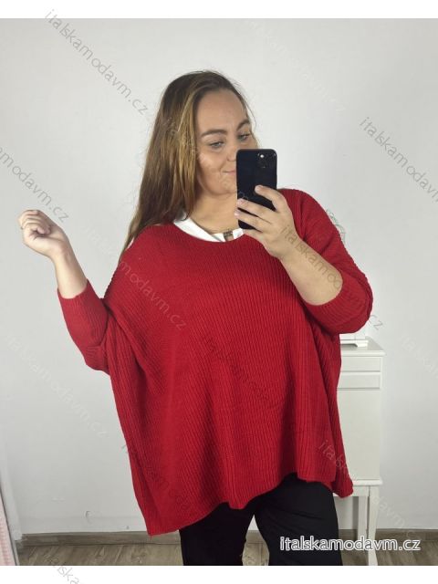 Svetr oversize dlouhý rukáv dámský (S/3XL) ITALSKÁ MÓDA IMWAK23CL70102/DR 2XL/3XL červená