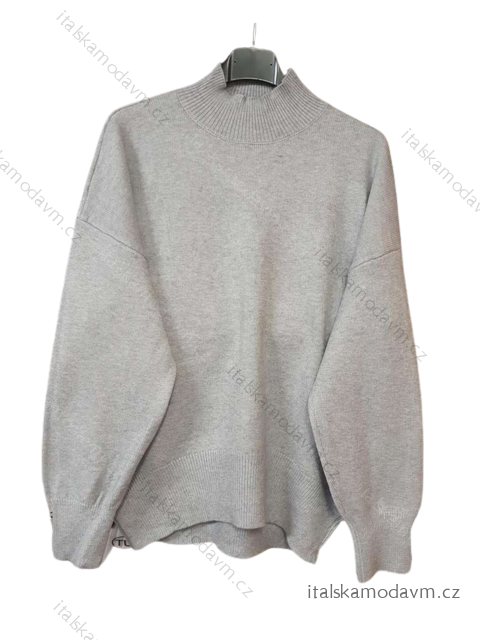 Sveter oversize s rolákom dlhý rukáv dámske (M/L ONE SIZE) FRANCÚZSKA MÓDA FMWT23DT55559 šedá M / L