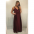 Šaty dlouhé letní saténové na ramínka dámské (S/M ONE SIZE) ITALSKÁ MÓDA IMM22360 -   vínová,   S/M