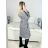 Kabát flaušový dlouhý rukáv dámský (S/M/L ONE SIZE) ITALSKÁ MÓDA IMWD233932/DU M / L Čierno-biela