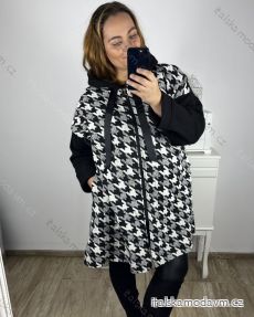 Kabát na zip s kapucí dlouhý rukáv dámská nadrozměr (3XL/4XL ONE SIZE) ITALSKÁ MÓDA IM423GIOA/DU