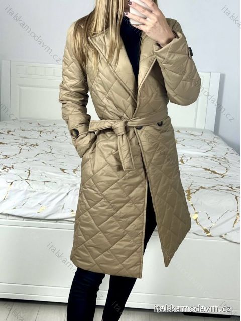 Kabát prošívaný dlouhý rukáv dámský (S/M ONE SIZE) ITALSKÁ MÓDA IMWAA233775/DU S/M hnědá