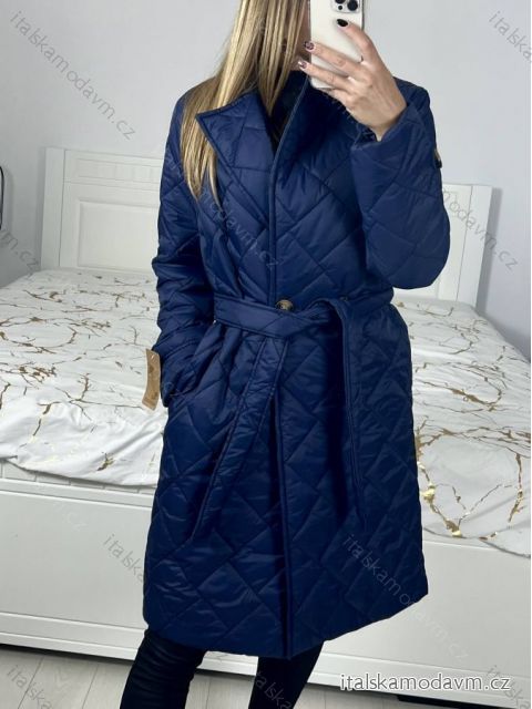 Kabát prešívaný dlhý rukáv dámsky (S/M ONE SIZE) TALIANSKA MÓDA IMWAA233775/DU S/M tmavo modrá