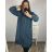 Bunda/kabát dlouhá s kapucí dámská nadrozměr (XL/2XL/3XL ONE SIZE) ITALSKÁ MÓDA IM423LIFES/DU XL/2XL petrolejová
