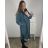 Bunda/kabát dlouhá s kapucí dámská nadrozměr (XL/2XL/3XL ONE SIZE) ITALSKÁ MÓDA IM423LIFES/DU XL/2XL petrolejová