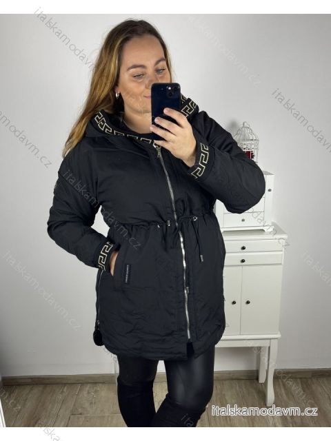 Bunda s kapucňou s teplou podšívkou dámska (2XL-6XL) POLSKÁ MÓDA PMWB23B8140-1/DU