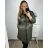 Bunda, Kabát dlouhý rukáv dámská nadrozměr (XL/2XL ONE SIZE) ITALSKÁ MÓDA IM423BELTA/DU XL/2XL Khaki