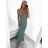 Šaty extra dlouhé elegantní společenské třpytivé carmen dámské (S/M ONE SIZE) ITALSKÁ MÓDA IMM22FUZZY/DU stříbrná S/M