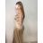Šaty carmen dlouhé na ramínka elegantní saténové dámské (S/M ONE SIZE) ITALSKÁ MÓDA IMPBB22B22735/DR -   hnědá,   S/M