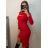 Šaty elegantné úpletové dlhý rukáv dámske (S/M ONE SIZE) TALIANSKA MÓDA IMPBB22Y22990/DU -   béžová,   S/M