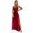299-14 CHIARA elegantní saténové maxi šaty na ramínka - červená barva