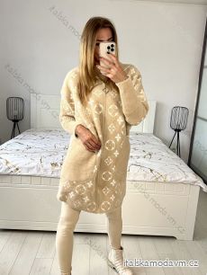 Kabát alpaka s kapucí dlouhý rukáv dámský (S/M/L ONE SIZE) ITALSKÁ MÓDA IMWAK233906