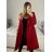 Kabát flaušový dlouhý dámský (S-XL) ITALSKÁ MÓDA IMD22901-2/DU červená L