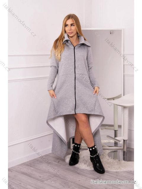 Zateplené šedé šaty s dlhšími bokmi