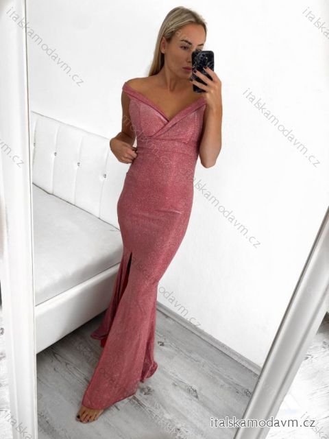 Šaty dlhé elegantné spoločenské trblietavé carmen dámske (S/M ONE SIZE) TALIANSKA MÓDA IMM2251196/DUR