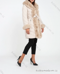 Kabát zimní s kožíškem dlouhý rukáv dámský (S/M ONE SIZE) ITALSKÁ MÓDA IMPMD23005YX