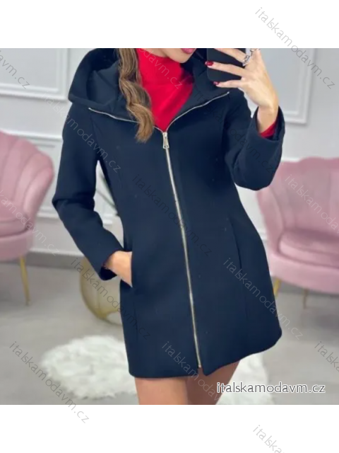 Kabát flaušový s podšívkou dlhý rukáv dámsky (S/M ONE SIZE) TALIANSKA MÓDA IMPMD2385929