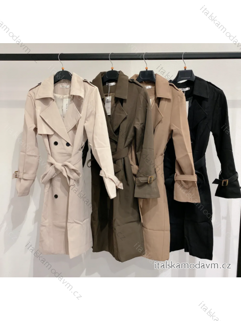 Kabát trenčkot dlouhý rukáv dámský (S/M ONE SIZE) ITALSKÁ MÓDA IMPMD231701V