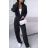 Souprava/komplet elegantní kalhoty dlouhé a sako dlouhý rukáv dámská (S/M ONE SIZE) ITALSKÁ MÓDA IMD23204/DU Černá S/M
