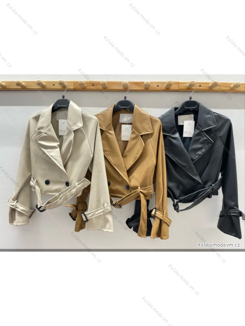 Bunda koženková dlhý rukáv dámska (S/M ONE SIZE) TALIANSKA MÓDA IMPDY23SSH86203