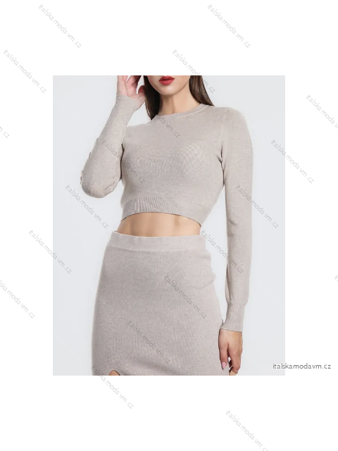 Sveter krátky dlhý rukáv dámsky (S/M ONE SIZE) TALIANSKA MÓDA IMPBB23Z5241