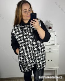 Mikina na zip s kapucí dlouhý rukáv dámská nadrozměr (2XL/3XL ONE SIZE) ITALSKÁ MÓDA IM423OFANTO