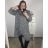 Kabát beránek se zipem s kapucí dámská nadrozměr (2XL/3XL ONE SIZE) ITALSKÁ MÓDA IM423ELMA