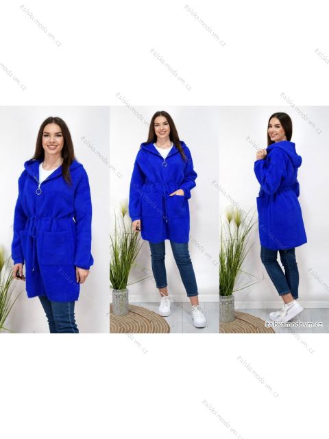 Kabát alpaka na zip s kapucí dámský nadrozměr (XL/2XL ONE SIZE) ITALSKÁ MÓDA IM423764