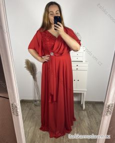 Šaty dlouhé elegantní společenské krátký rukáv dámské nadrozměr (2XL/3XL ONE SIZE) ITALSKá MóDA IM423ISABELA/DU