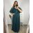 Šaty dlhé elegantné spoločenské krátký rukáv dámske nadrozměr (2XL/3XL  ONE SIZE) TALIANSKA MóDA IM423ISABELA/DU 2XL/3XL smaragdová