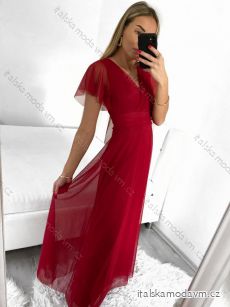Šaty společenské elegantní krátký rukáv dámské (L/XL ONE SIZE) ITALSKÁ MÓDA IMS233589XL/DU
