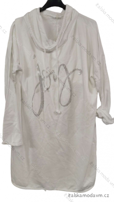 Šaty mikinové s kapucí dlouhý rukáv dámské (XL/2XL ONE SIZE)  ITALSKÁ MODA IMB23205