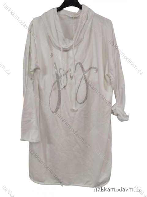 Šaty mikinové s kapucí dlouhý rukáv dámské (XL/2XL ONE SIZE)  ITALSKÁ MODA IMB23205